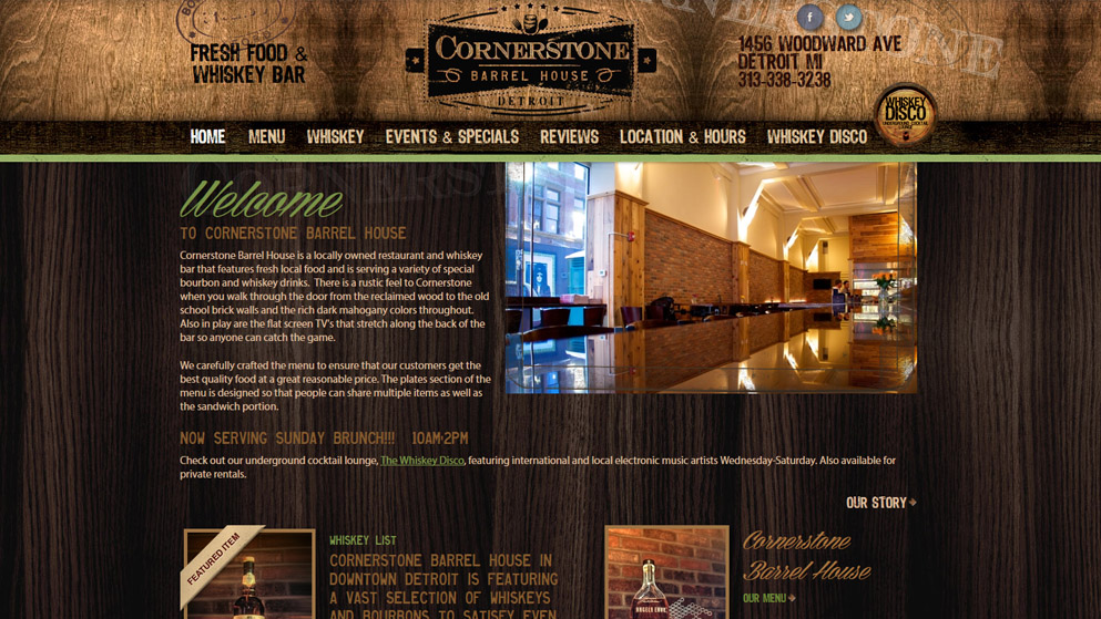 Скриншот страницы сайта виски-бара
