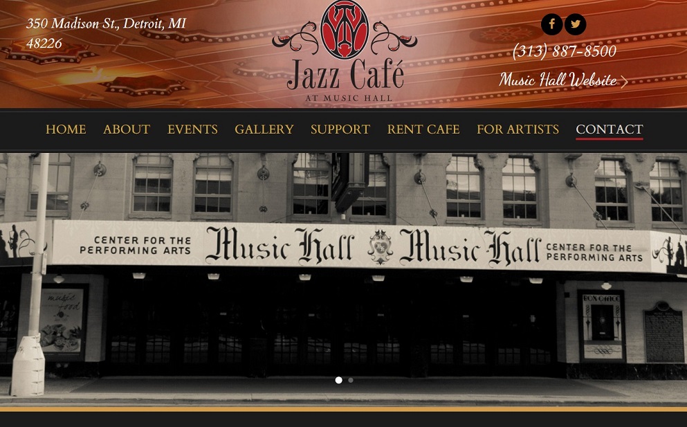 Скриншот страницы сайта джаз-кафе